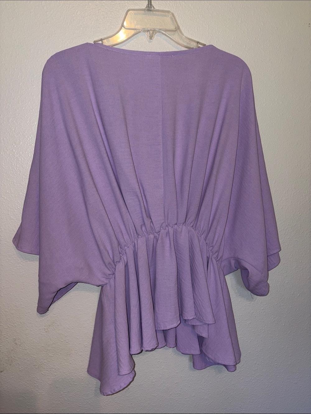eesome Lavender Peplum V-Neck Women’s Blouse - Picture 6 of 6